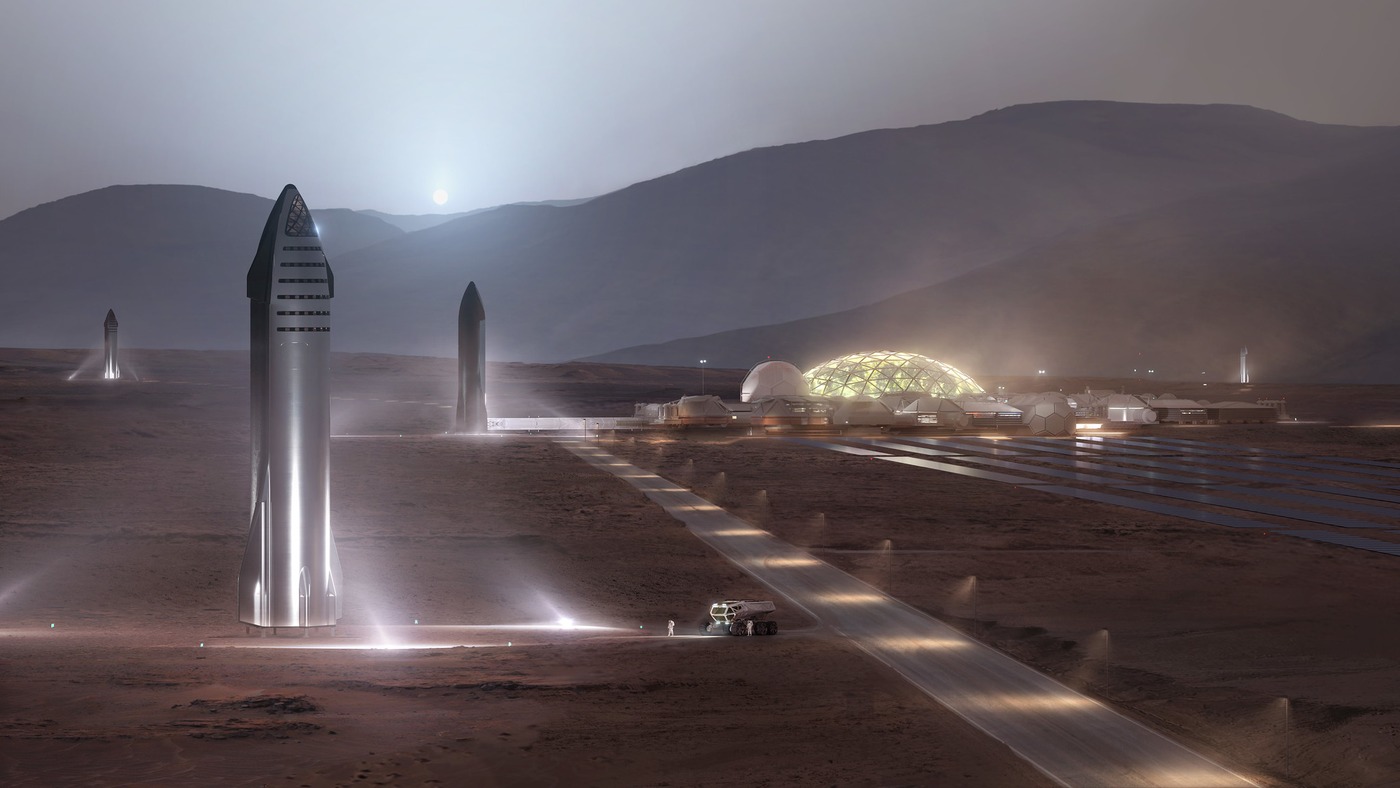 Prepositioned ships and habitats — the render. The reality is five gates in a row.