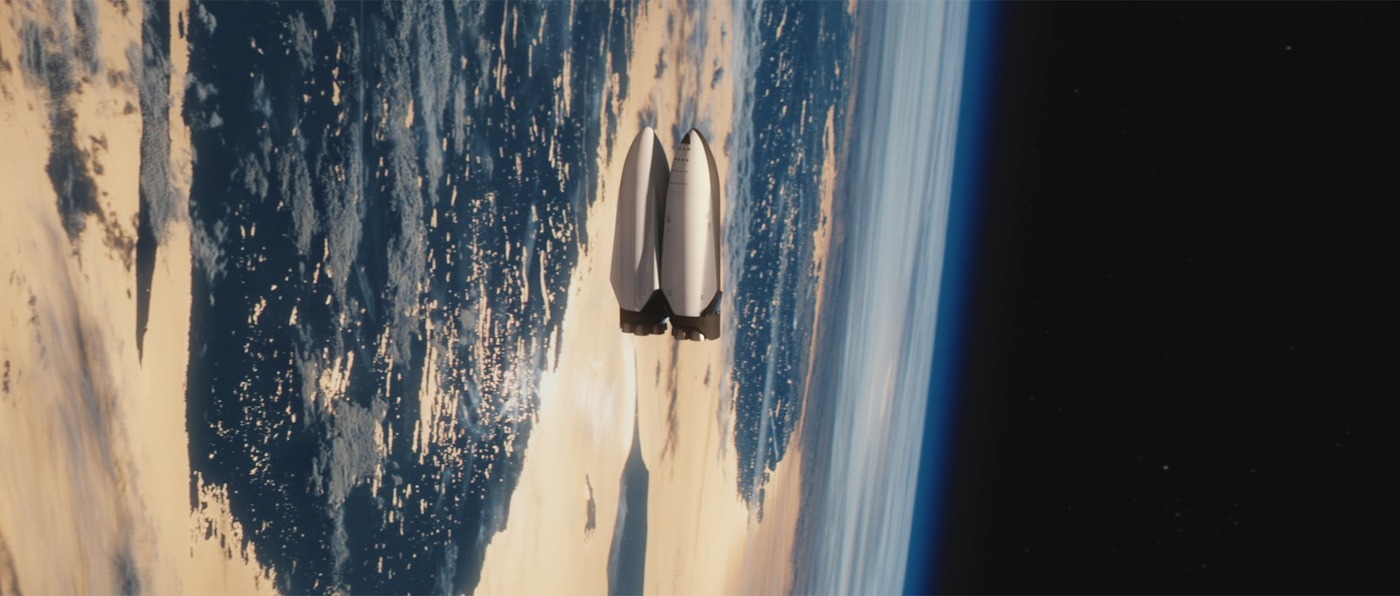 Two Starships connect tail-to-tail to transfer propellant — SpaceX's concept since 2016.